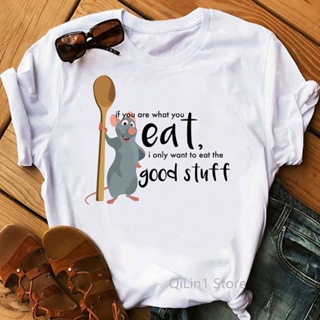 shirtNewest Ratatouille Remy Mouse Eat Good Stuff Tshirt Women Funny T Shirts Female Lady T-shirt Christmas Gift Custom