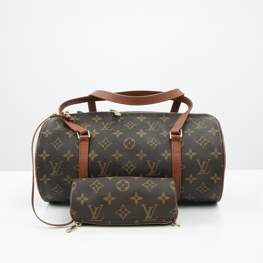 LV Louis Vuitton Papillon Cylinder 30 Red Leather กระเป๋าสะพายสายตายาวตามอายุ