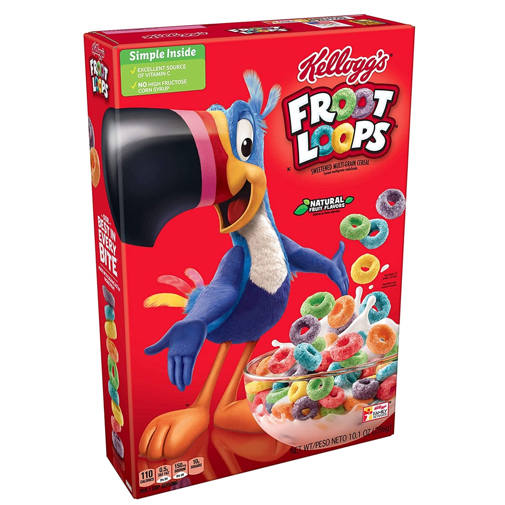 นำเข้า⚡Kellogg's Fruit Loops 286g / เคลล็อกส์ ซีเรียล ฟรุ๊ต ลูปส์ 286 กรัม