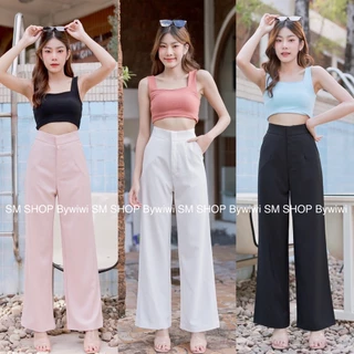 🌈รุ่น N1 🌈 กางเกงทรงขากระบอกใหญ่ ตะขอหน้าซิปหน้า เอวสูง ผ้าฮานาโกะ - ผ้านาโน พร้อมส่ง S - 2XL มีเก็บปลายทางนะคะ