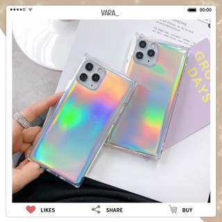 พร้อมส่งจากไทย🔥เคส📱เคสมือถือ TPU ใสกันกระแทก ทรงเหลี่ยม สีโฮโลแกรม🌈