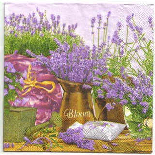 Pladao Napkin ภาพสวน กระถางลาเวนเดอร์ Lavender Garden ม่วง กระดาษ แนพกิ้น สำหรับงานศิลปะ เดคูพาจ decoupage ขนาด L 33x33