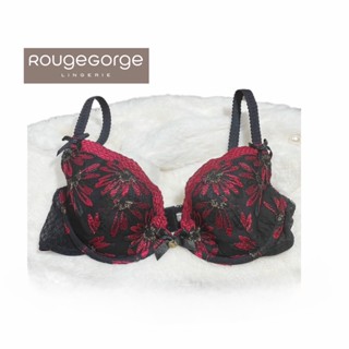 Rouge Gorge(รูจ จอร์จ) Bra แบรนด์ดังจากฝรั่งเศส เสื้อชั้นในลูกไม้ สีดำดอกไม้แดง ใหม่32A 34A 32B 34B 36B 36C