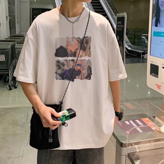 เสื้อยืดแขนสั้นลําลอง พิมพ์ลาย ขนาดใหญ่ สไตล์ญี่ปุ่น ฮิปฮอป สตรีท สําหรับผู้ชาย