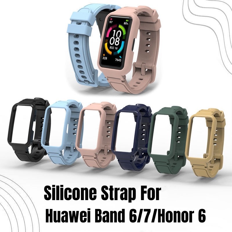 สายนาฬิกาข้อมือซิลิโคน พร้อมสายรัดข้อมือ แบบเปลี่ยน สําหรับ Huawei Band 9 8 7 6 Honor Band 6