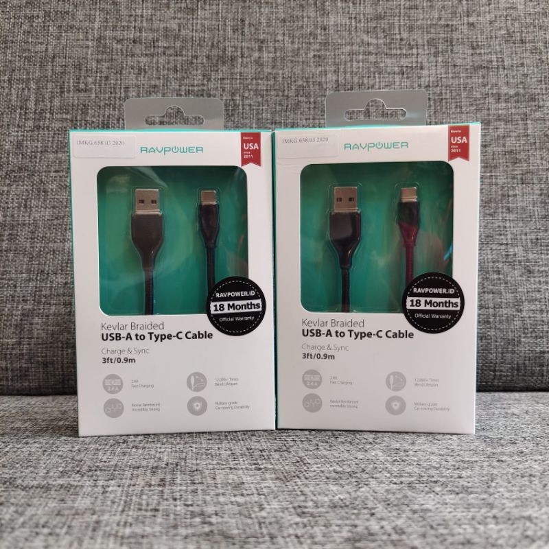Ravpower RP CB017 สายชาร์จ Type C ถักไนลอน 3 ฟุตของแท้