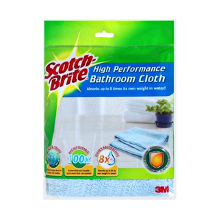 FREEHOME ผ้าไมโครไฟเบอร์เก็บฝุ่นสำหรับห้องน้ำ SCOTCH-BRITE 30x32cm สีฟ้า ผ้าเช็คโต๊ะ ผ้าเช็ครถ ผ้าเช็ดมอเตอร์ไซค์ ผ้าทำค