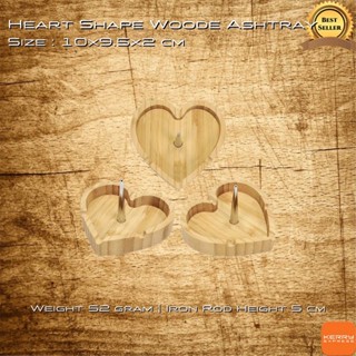 Heart Shape Wooden Ashtray 10x9.5x2 cm