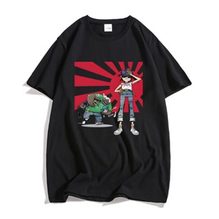 British Virtual Band Gorillaz T-shirts Printed Casual Short-sleeve Men/Womens Shirts Urban Oversizeเสื้อยืด