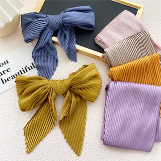 เครื่องประดับแฟชั่น ผ้าพันคอ จีบรอบ ขนาดเล็ก 70 ซม. สีพื้น สําหรับผู้หญิง