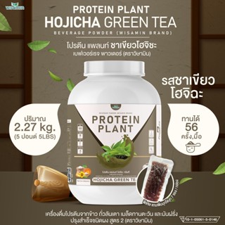 PROTEIN PLANT โปรตีนพืช สูตร 2 (รสชาเขียวโฮจิฉะ) ปริมาณ 2.27 kg/กระปุก โปรตีนจากพืช 5 ชนิด ออแกรนิค ฟรีไข่มุกบุก 56 ซอง