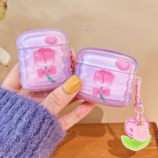 เคสหูฟังบลูทูธไร้สาย ซิลิโคนนิ่ม ลายดอกกุหลาบ หัวใจ สีชมพู สําหรับ Apple Airpod pro 2 2nd 1 3