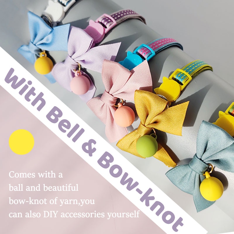 HamshMoc Breakaway ปลอกคอแมวน้ําหนักเบาปลอกคอสัตว์เลี้ยงความปลอดภัยปรับทนทานนุ่มสบายพร้อมกระดิ่งผูกโบว์น่ารักสําหรับลูกแมวแมวกระต่ายลูกสุนัข - รูปที่ 4