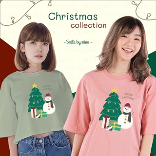 (Happy snowman) เสื้อยืดคริสต์มาส Christmas เสื้อยืดสกรีนลาย เสื้อยืดน่ารัก เสื้อทรง oversize โอเวอร์ไซต์