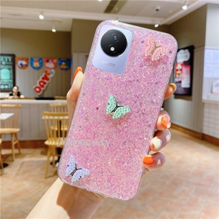 ใหม่ เคสโทรศัพท์มือถือ ซิลิโคนนิ่ม TPU กันกระแทก ลายผีเสื้อแวววาว แฟชั่น สําหรับ VIVO Y02 Y02s Y16 Y22 Y22S Y35 V25 Pro 5G V25E 4G 2023