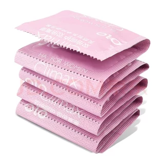 OLO Climax condoms ถุงยางอนามัยแบบมีปุ่ม กล่องสีชมพู ขนาด 50-52-54 มม (1กล่อง10 ชิ้น) สินค้าขายดี