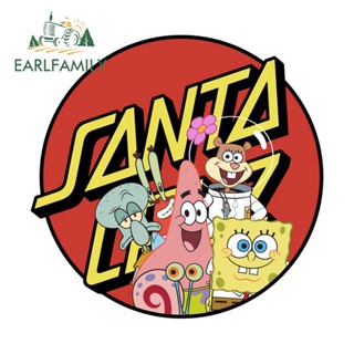 Earlfamily สติกเกอร์ PVC กันน้ํา ลาย Spongebob Santa Cuz 13 ซม. x 12.6 ซม. สําหรับติดตกแต่งรถยนต์ แล็ปท็อป