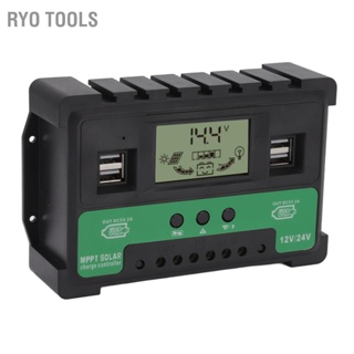 Ryo เครื่องมือควบคุมพลังงานแสงอาทิตย์ 12V 24V ชาร์จ Pv Regulator จอแสดงผล Lcd เอาต์พุต Usb คู่