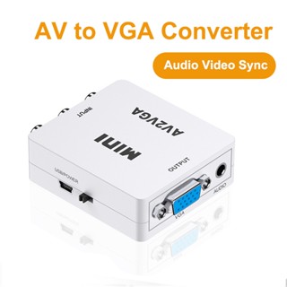 อะแดปเตอร์แปลงวิดีโอ Mini 1080P RCA AV เป็น VGA พร้อมเสียง 3.5 มม. AV2VGA CVBS และเสียง สําหรับ PS2 DVD TV Box Camera เป็น TV Monitor