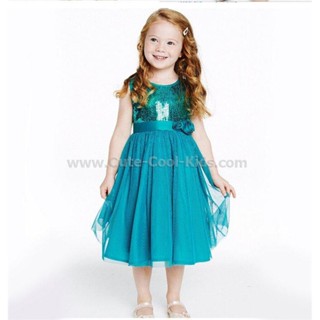 Dress-754 ชุดกระโปรงเด็กหญิง สีฟ้า Size-100 (3-4Y)