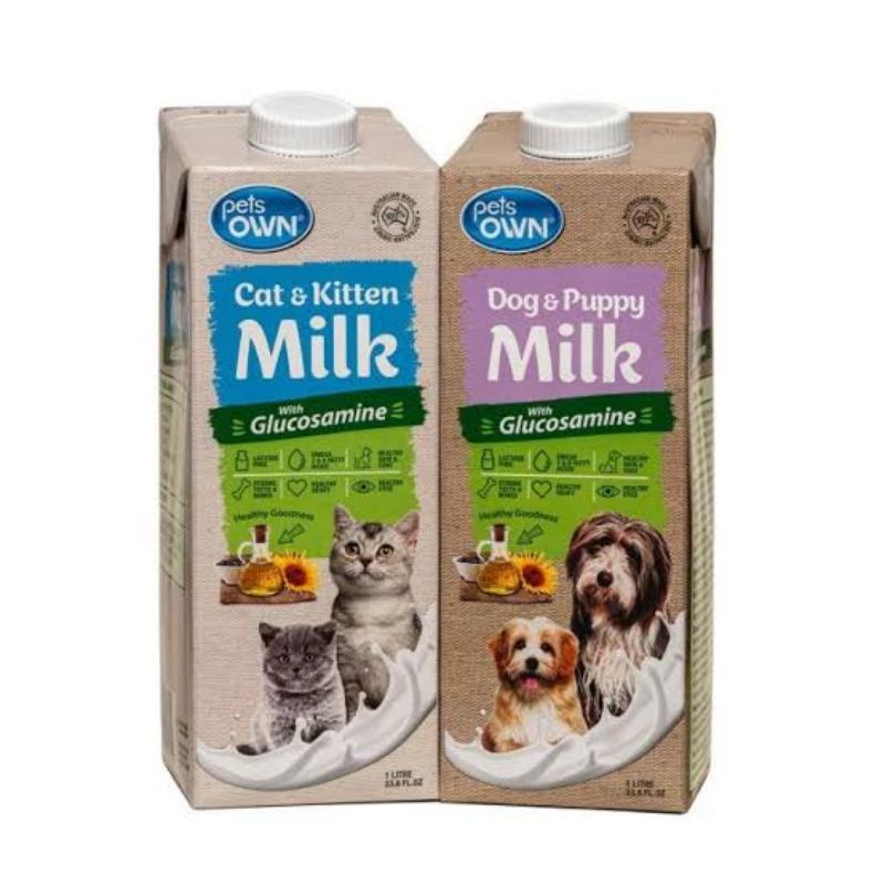 Pets own milk ขนาด 1 ลิตร นมพร้อมดื่มสำหรับลูกสัตว์