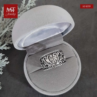 MT แหวนเงินแท้ ฉลุลาย งานรมดำ ไซส์: 54 Solid 925 Sterling Silver Ring (sr409) MT Jewelry มณีธารา