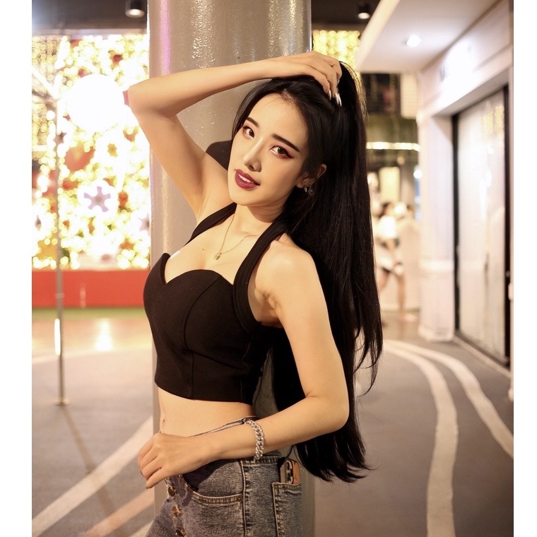 เสื้อครอปหัวใจคล้องคอ#nu050