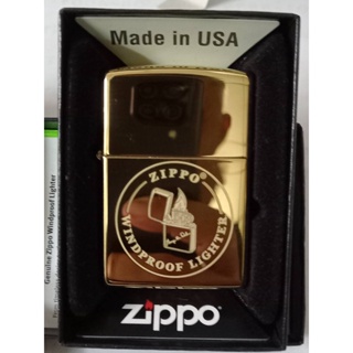 ZIPPO 81075  ZIPPO WINDPROOF  HIGH POLISH BRASS LASER ENGRAVE  สีทองผิวทองเหลืองขัดเงาลายแบบเลเซอร์  ของใหม่ ของแท้