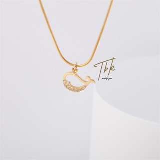 TBK สร้อยทอง แฟชั่น ผู้หญิง necklace ทองคำ 18K จี้ปลาปลาวาฬน้อย จิวเวลรี่ ปิดทอง ดีไซน์คลาสสิค สําหรับผู้หญิง 232n