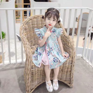 Qipao ชุดเดรสกระโปรง สไตล์ฮั่นฝู แฟชั่นฤดูร้อน สําหรับเด็กผู้หญิง 2022