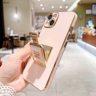 Compatible With Samsung Galaxy A11 A12 A21S A31 A32 A42 A51 A71 4G 5G เคสซัมซุง สำหรับ Case Mirror Perfume Folding Bracket เคสนิ่ม เคส เคสโทรศัพท์ เคสมือถือ Casing Case Luxury Phone Case Electroplating Casing Soft TPU Cover