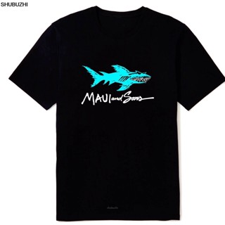 New Maui and Sons Shark Logo Mens Black Color T-shirt Sizes S 5XL Reprint Summer