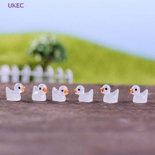 Ukec เป็ดเรซิ่นเรืองแสงในที่มืด ขนาดเล็ก สําหรับตกแต่งบ้านตุ๊กตา สวน DIY 10 ชิ้น