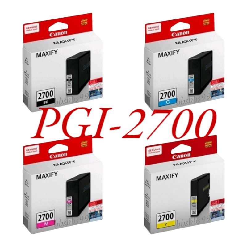 Canon PGI-2700Bk/C/M/Y #หมึกแท้ ใช้กับเครื่องง Cannon Maxify รุ่น iB4070/MB5070/MB5370
