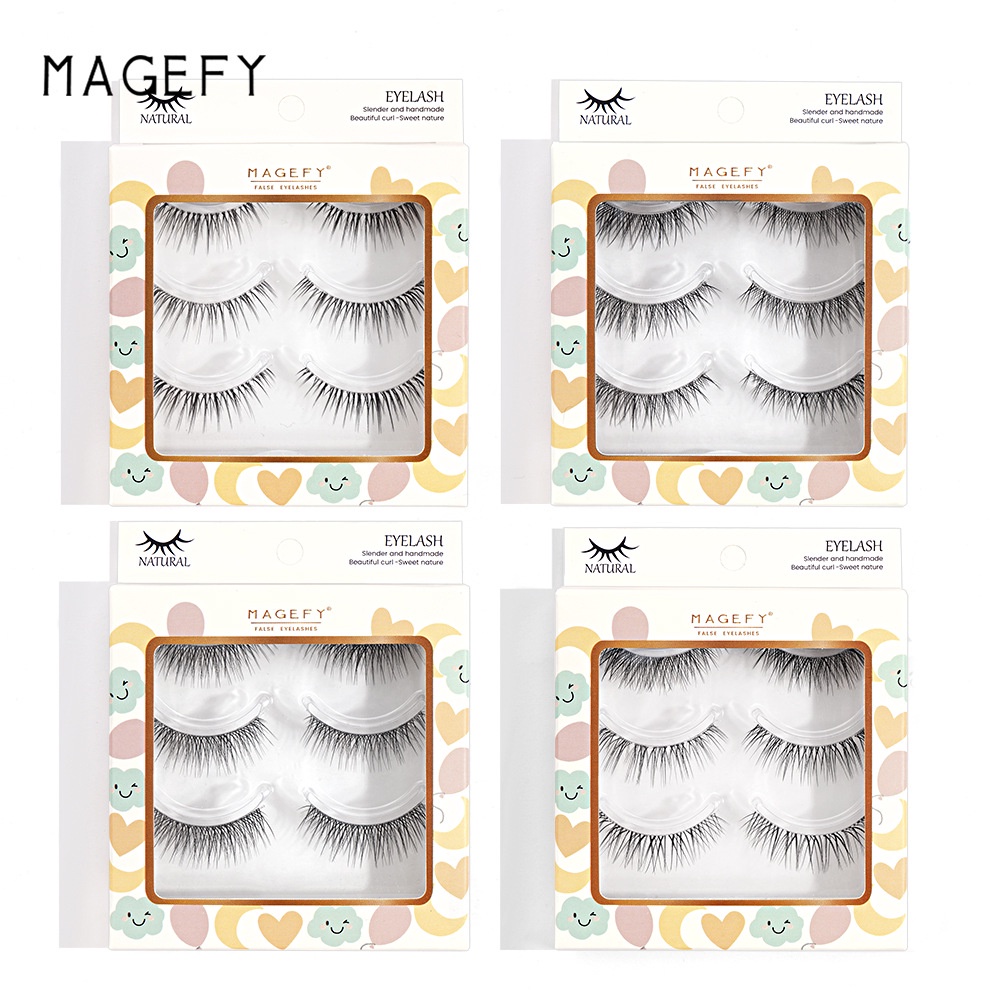 E083 MAANGE ขนตาปลอม แบบ 3D ขนมิงค์ แบบธรรมชาติ 3 คู่