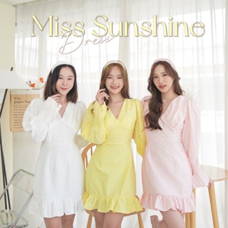 FOXCI - Lady Sunshine Dress เดรสผู้ดีเกาหลีแขนกระดิ่งพอง