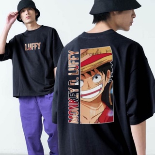 เสื้อยืดคอกลม Unisex อะนิเมะการ์ตูนรูปแบบ Luffy One Piece Street สไตล์นักเรียนวัยรุ่น Luffy ขนาดใหญ่อะนิเมะญี่ปุ่นแ_35