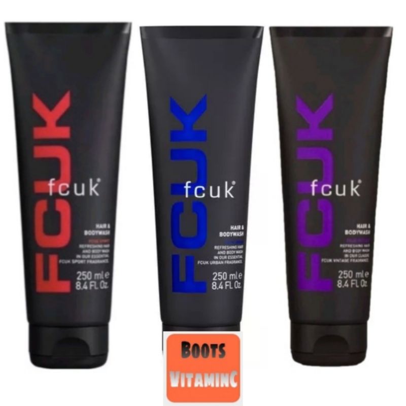 FCUK Hair &amp; Bodywash for Men แชมพู ยาสระผม สบู่ หอม เหมือนกลิ่นน้ำหอม เอฟซียูเค แชมพู ครีมอาบน้ำ ของ ผู้ชาย จาก อังกฤษ