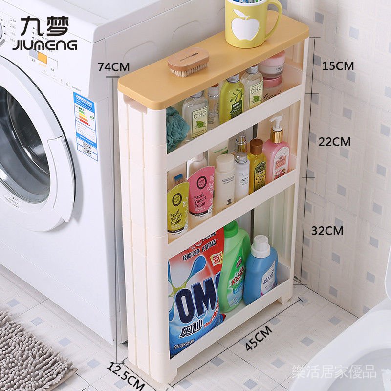 ♚ชั้นวางของช่องว่าง91012ซม. ชั้นวางของพลาสติกชั้นวางของแบบเคลื่อนที่ชั้นวางตู้เย็นห้องน้ำห้องครัวตู้เก็บของแคบชั้นตู้ช่องว่างตู้ช่องแคบตู้