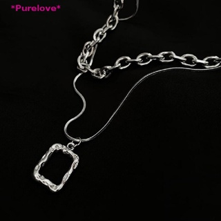 Purelove&gt; ใหม่ สร้อยคอโซ่ยาว จี้โลหะ แบบสองชั้น สไตล์ฮิปฮอป เครื่องประดับแฟชั่น สําหรับทุกเพศ ทุกวัย