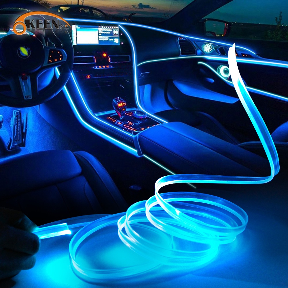 Okeen 1m/2m/3m/5m 7color Led Car Interior Decorative Atmosphere Light Strip Rgb Led Usb Optical Fiber Auto Neon Ambient