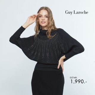 Guy Laroche เสื้อผู้หญิง COZY KNIT : เสื้อเบราส์ผ้าถัก แต่งรีดสตัดด้านหน้า (GZT4BL)