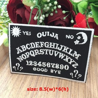 กระดานผีถ้วยแก้ว Ouija Board ตัวรีดติดเสื้อ อาร์มรีด อาร์มปัก ตกแต่งเสื้อผ้า หมวก กระเป๋า แจ๊คเก็ตยีนส์ Dark Embroide...