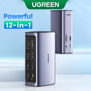Ugreen 12-IN-1 อะแดปเตอร์เชื่อมต่อ USB C พร้อม 8K HDMI Gigabit Ethernet, USB 3.1 Hub, SD/TF Card Slot, 100W PD Port, เข้ากันได้กับ Macbook Pro/Air, แล็ปท็อป, แท็บเล็ต
