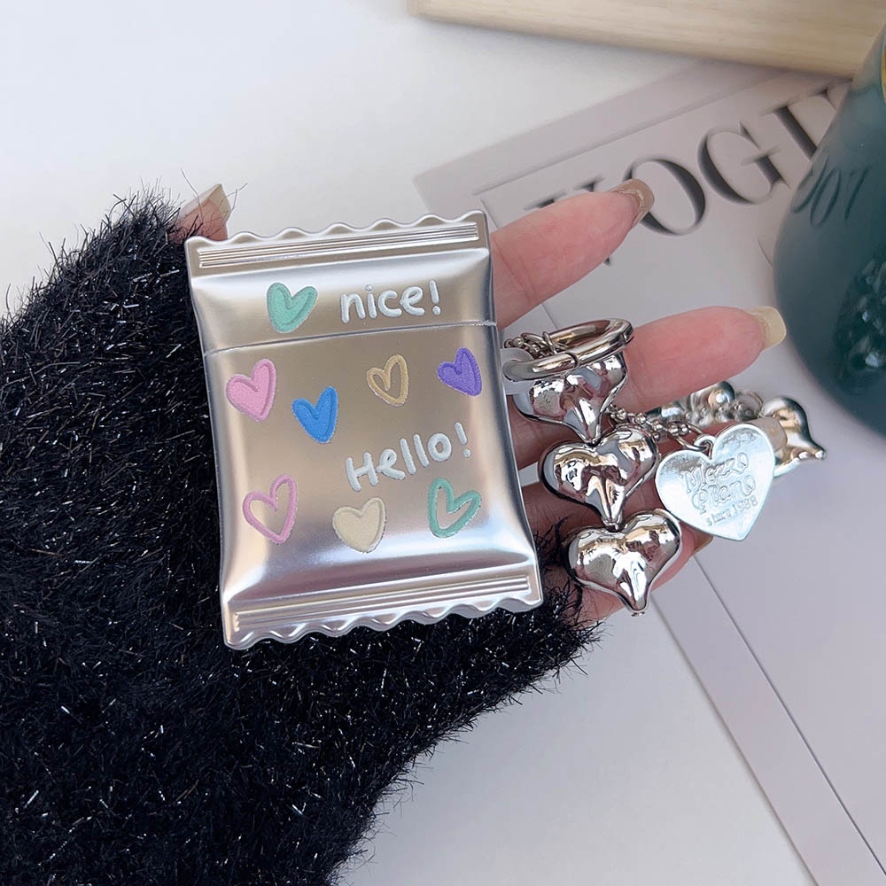 Candy หวานสีสัน Love Heart Electroplate ซิลิโคนบลูทูธหูฟังสําหรับ Apple AirPods 4 1 2 3 Pro 2 AirPod ปกจี้