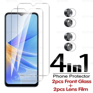 4 in 1 ฟิล์มกระจกนิรภัยกันรอยหน้าจอ เลนส์กล้อง แบบใส สําหรับ Oppo A78 A77 s A77s A58 A57 A38 A17k A17 k 4G 5G 2022 2023