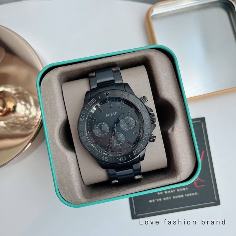 👑ผ่อน0%~แท้100%👑 FOSSIL  Bannon Multifunction Black Stainless Steel Unisex Watch BQ2587