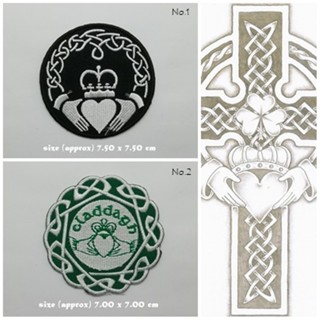 Claddagh ตัวรีดติดเสื้อ แจ๊คเก็ต อาร์ม  ยีนส์ Hipster Embroidered Iron on Patch  DIY