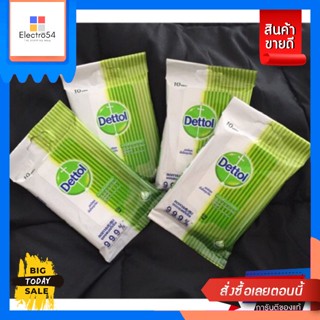 Dettol เดทตอล สำหรับเช็ดทำความสะอาดมือและผิว ใน 1แพ็ค10แผ่นDettol Dettol for hand and skin cleaning in a pack of 10 shee