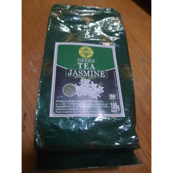 ชาเขียวกลิ่นมะลิ ยี่ห้อ Mlesna  (Mlesna Jasmine Green Tea) ขนาด 100 กรัม